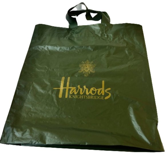Harrods Handbags - Harrods Knightsbridge Green PLASTIC Shopping Bag